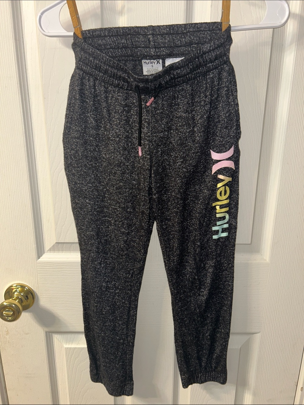 Hurley Charcoal Marled Joggers with Pastel Logo